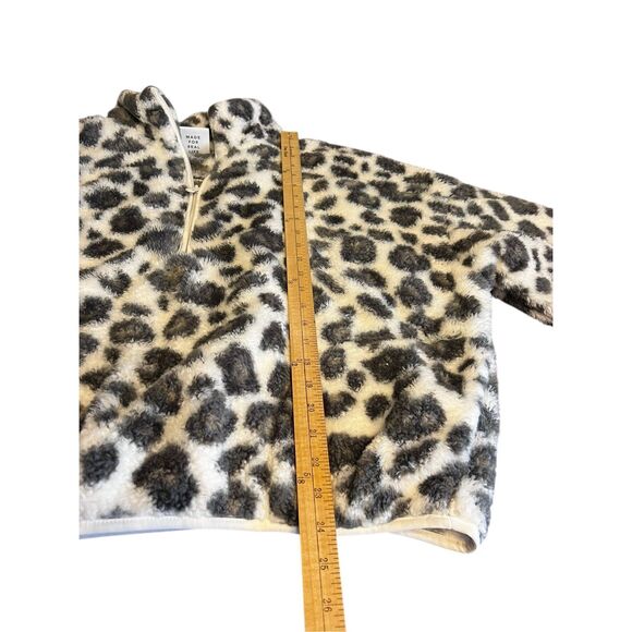 OFFLINE By Aerie Large Sherpa Quarter Zip gray leopard cropped jacket pockets - Picture 7 of 8
